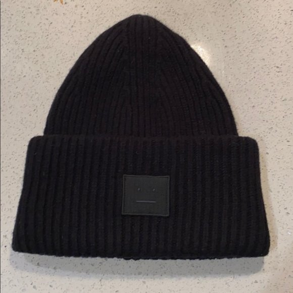 Acne Studios Face Ribbed Wool Beanie - Picture 1 of 5